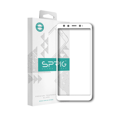 sprig full cover tempered glass for mi a2 (white)