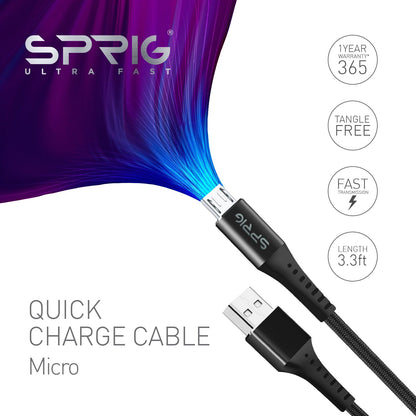 sprig ultra fast micro usb denim braided charging / data sync cable (1m)