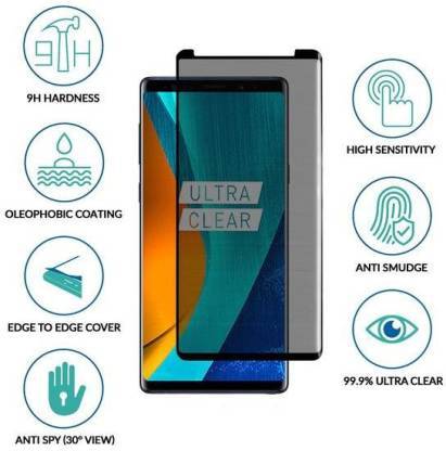 sprig full screen hot bending anti-spy tempered glass screen protector for samsung galaxy s9 plus (black)